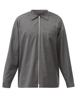 Prada | Zip-through wool-twill shirt商品图片,