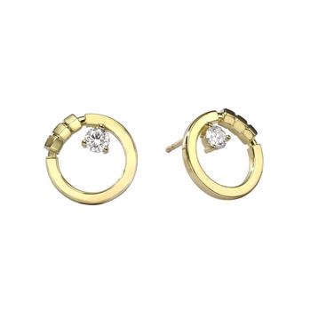 商品Âme Totem 18K Yellow Gold, Lab-Grown Diamond 0.50ct. tw. Circle Stud Earrings图片