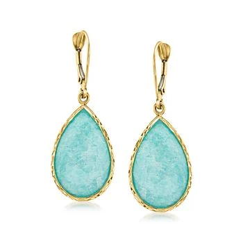 Ross-Simons | Ross-Simons Amazonite Drop Earrings in 14kt Yellow Gold,商家Premium Outlets,价格¥3350