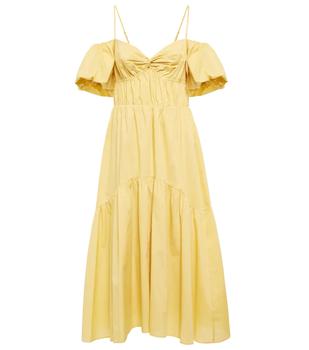 vince连衣裙, Vince | Puff-sleeve cotton midi dress商品图片 