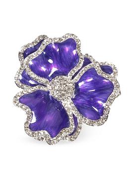 商品Nomi K | Silverplated Crystal & Enamel Flower 4-Piece Napkin Ring Set,商家Saks Fifth Avenue,价格¥1260图片