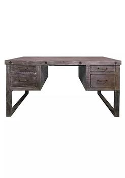 商品61 Inch 4 Drawer Wooden Home Office Desk with Sled Leg Support, Distressed Brown,商家Belk,价格¥4711图片