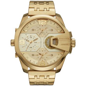 diesel手表, Diesel | Men's Chronograph Uber Chief Gold-Tone Stainless Steel Bracelet Watch 54mm商品图片 6折
