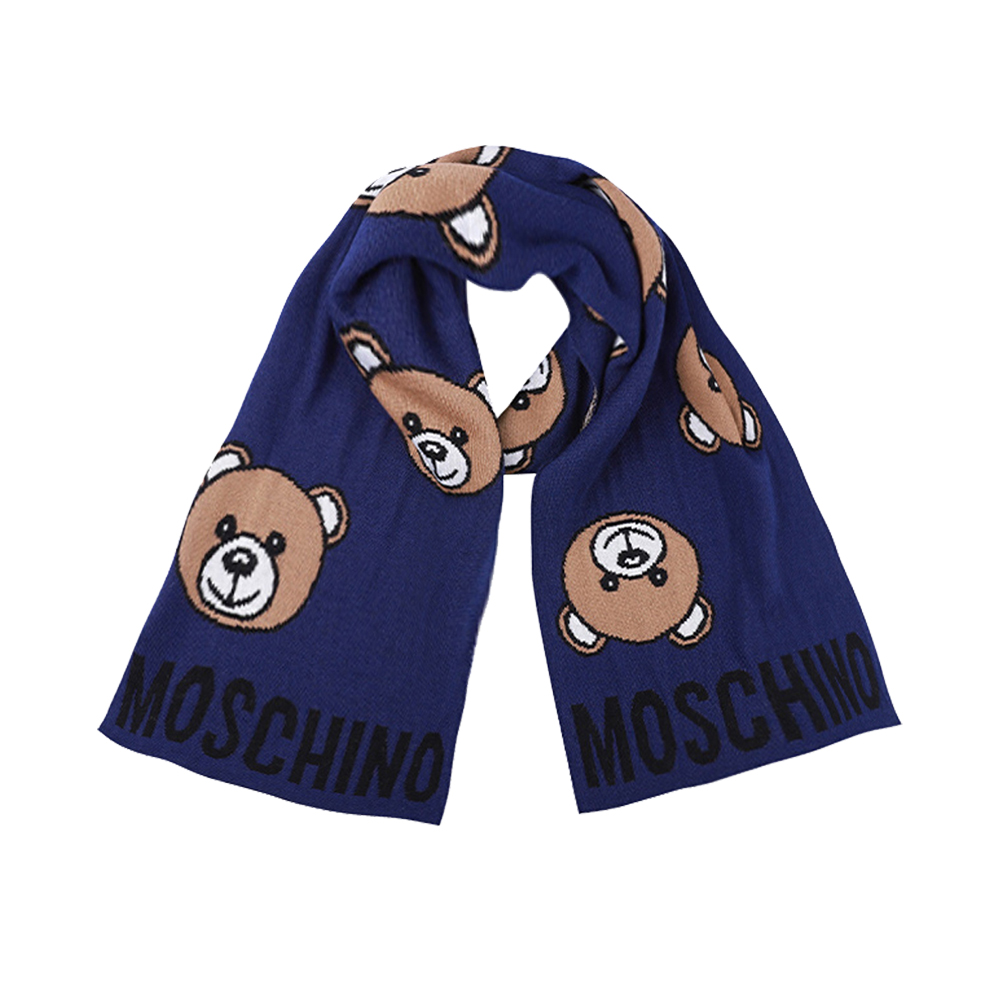 春装莫斯奇诺围巾, Moschino | MOSCHINO 男女同款藏蓝色羊毛+腈纶大只熊披肩/围巾 30571-M2164-013商品图片 独家减免邮费