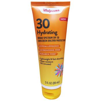 Walgreens | Hydrating Sunscreen Lotion SPF 30商品图片,独家减免邮费