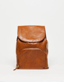 推荐ASOS DESIGN soft backpack with zip front pocket in tan商品