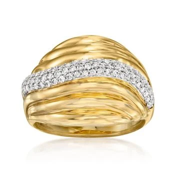 Ross-Simons | Ross-Simons Diamond Wavy Dome Ring in 18kt Yellow Gold,商家Premium Outlets,价格¥13068