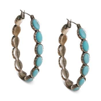 推荐Earrings, Reconstituted Turquoise 1-5/8" Hoop Earrings商品