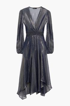maje正品, Maje | Ruit wrap-effect metallic silk-blend chiffon midi dress商品图片 4折