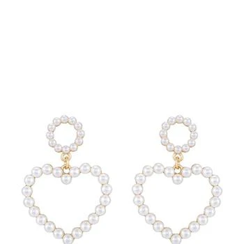 Ettika Jewelry | Loving Pearl Heart & 18k Gold Plated Earrings ONE SIZE ONLY,商家Verishop,价格¥342