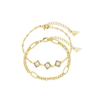 Sterling Forever | Gold-Tone or Silver-Tone Reine Bracelet Set With Freshwater Pearls,商家Macy's,价格¥625