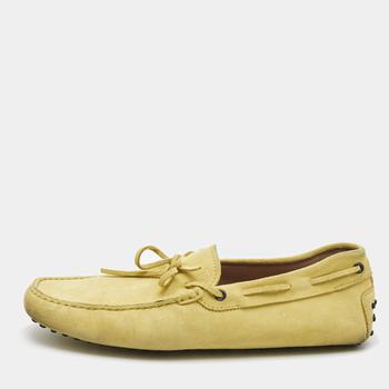 Tod's Yellow Suede Bow Slip On Loafers Size 44.5