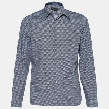 [二手商品] Prada | Prada Grey Geometric Print Cotton Button Front Shirt XL商品图片,5.3折