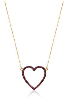 商品Gabi Rielle | 14K Yellow Gold Vermeil Pave CZ Open Heart Pendant Necklace,商家Nordstrom Rack,价格¥326图片