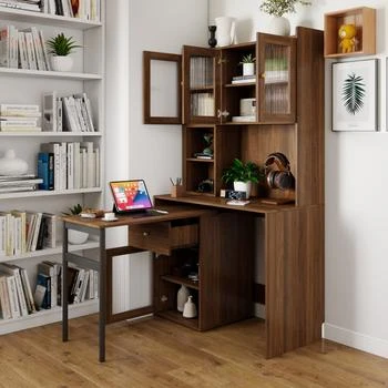 Streamdale Furniture | Streamdale Computer Desk with Hutch, Rotating Desktop, Large Workspace,商家Premium Outlets,价格¥3732