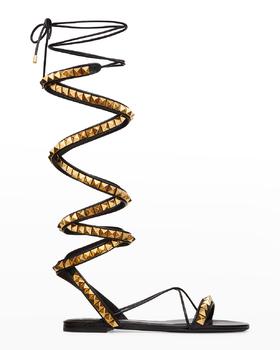 valentino rockstud高跟鞋, Valentino | No Limit Rockstud Ankle-Wrap Gladiator Sandals商品图片 