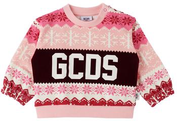 GCDS | 粉色 Snowflake 婴儿套头衫商品图片,