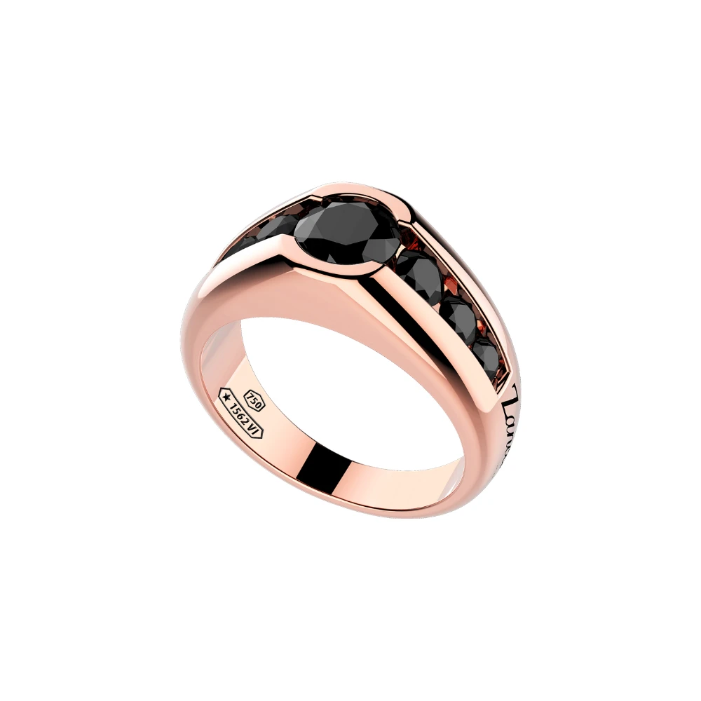 推荐18k rose gold ring with black diamonds.商品