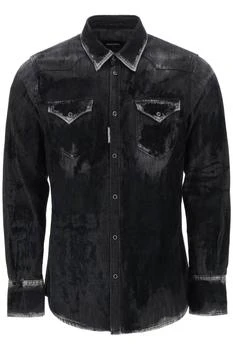 推荐Dsquared2 flocked denim western shirt商品