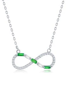 SIMONA | Sterling Silver Created Emerald & CZ Infinity Pendant Necklace,商家Nordstrom Rack,价格¥298