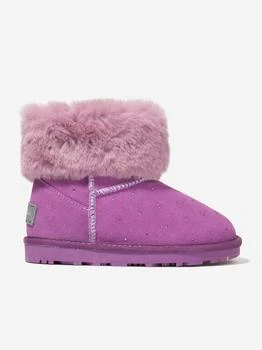 MONNALISA | Girls Suede Diamante Boots in Purple 额外8折, 额外八折