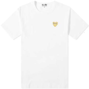 推荐Comme Des Garcons Mens Play Gold Heart Logo White Tee, Size Large商品