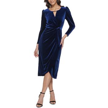 Kensie | Women's Velvet Faux-Wrap Long-Sleeve Dress商品图片,