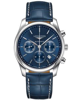 longines master, Longines | Longines Master Collection Automatic 42mm Blue Chronograph Dial Blue Leather Strap Men's Watch L2.759.4.92.0商品图片 7.4折