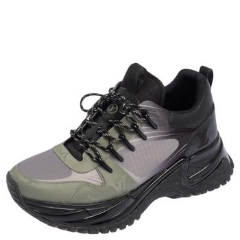 更多路易威登男鞋, [二手商品] Louis Vuitton | Louis Vuitton Black/Green Leather And Canvas Run Away Pulse Sneakers Size 41商品图片 