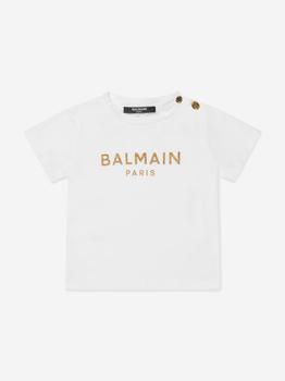 推荐Balmain White Baby Girls Logo T-Shirt商品