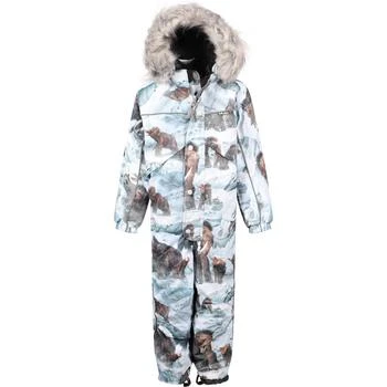 推荐Mammoth print hooded snowsuit in light blue商品