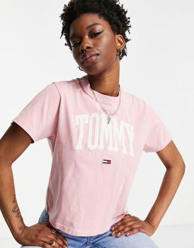 推荐Tommy Jeans collegiate logo t-shirt in pink商品