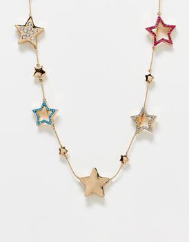 Reclaimed Vintage | Reclaimed Vintage colourful star necklace in gold商品图片,7.9折×额外9.5折, 额外九五折