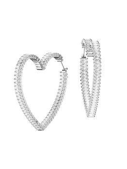 Swarovski | Matrix Rhodium-Plated & Crystal Large Heart Hoop Earrings商品图片,