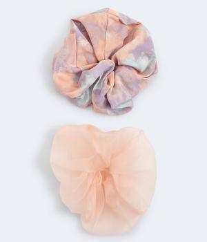 商品Aeropostale Women's Tie-Dye & Sheer Jumbo Scrunchie 2-Pack图片