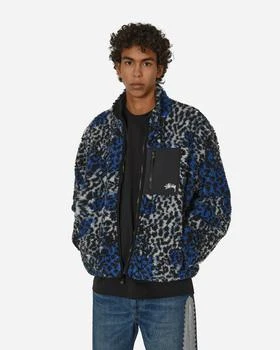 STUSSY | Sherpa Reversible Jacket Blue Leopard 