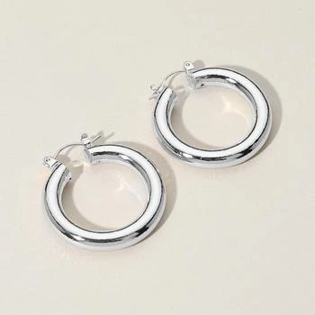FASHNZFAB | Metal Hoop Pin Catch Earrings - Silver,商家Premium Outlets,价格¥140