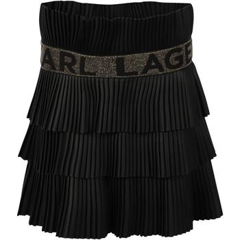 推荐Branded band pleated tiered skirt in black商品