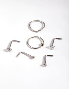 商品Lovisa | Surgical Steel Diamante Mixed Nose Ring Pack,商家Premium Outlets,价格¥123图片