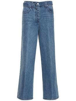推荐Raver Denim Cotton Wide Jeans W/ Belt商品