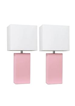 商品2 Pack Decorative Modern Leather Table Lamps with White Fabric Shades, Pink,商家Belk,价格¥494图片