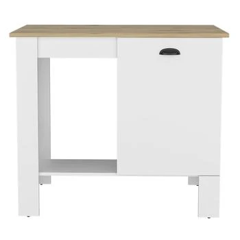 Homezia | White and Natural 35" Kitchen Island With Storage,商家Premium Outlets,价格¥2718