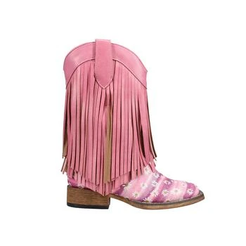 Roper | Double Fringe Glitter Metallic Square Toe Cowboy Boots (Little Kid),商家SHOEBACCA,价格¥477