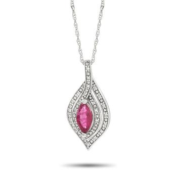商品LB Exclusive | 14K White Gold 0.08 ct Diamond and Ruby Necklace,商家Jomashop,价格¥2833图片