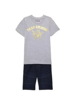 True Religion | Little Boy's 2-Piece Logo Tee & Denim Shorts Set 2.8折