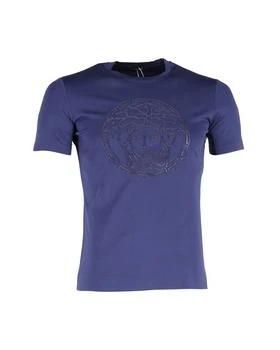 Versace | Versace Logo Crewneck T-Shirt in Navy Blue Cotton 2.8折, 独家减免邮费