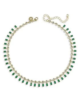 Kenneth Jay Lane | Round & Emerald Cut Cubic Zirconia Choker Necklace in 14K Gold Plated, 14"-17",商家Bloomingdale's,价格¥2328