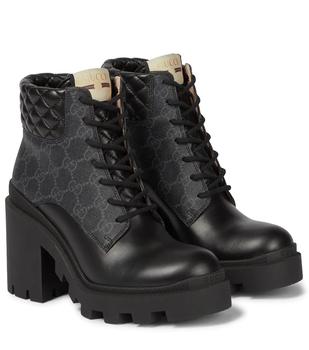 surpreme, Gucci | GG canvas and leather lace-up boots商品图片 