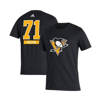 亚历山大王联名阿迪达斯, Adidas | Men's Evgeni Malkin Black Pittsburgh Penguins Player Name and Number T-shirt商品图片 