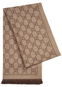 商品Gucci | Sten GG-jacquard wool scarf,商家Harvey Nichols,价格¥2728图片